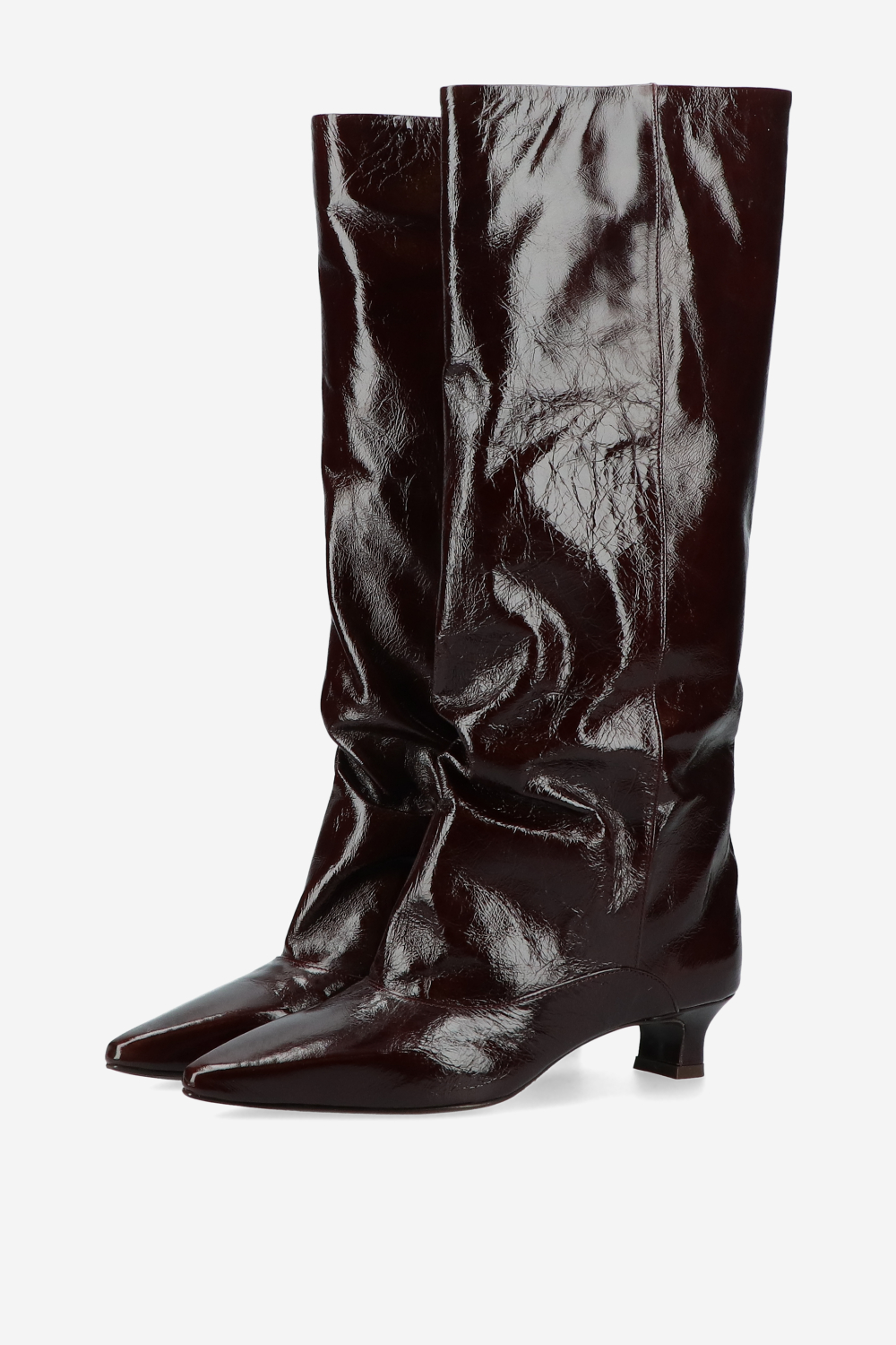 Slouchy crinkle leather boots