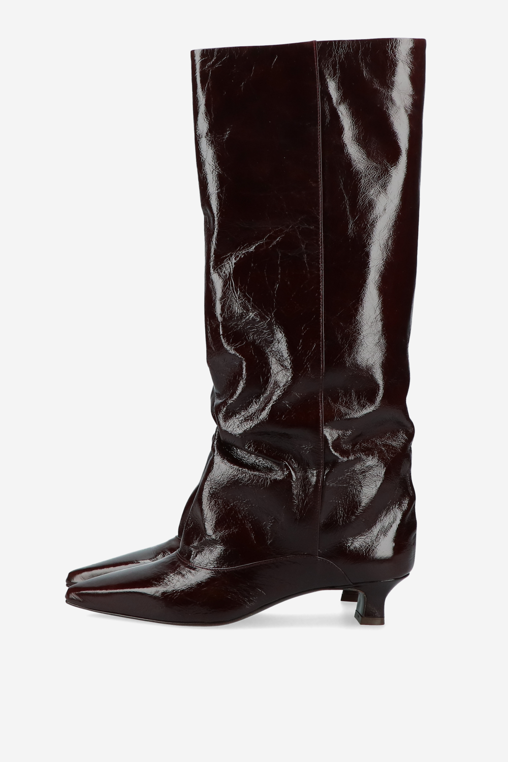 Slouchy crinkle leather boots
