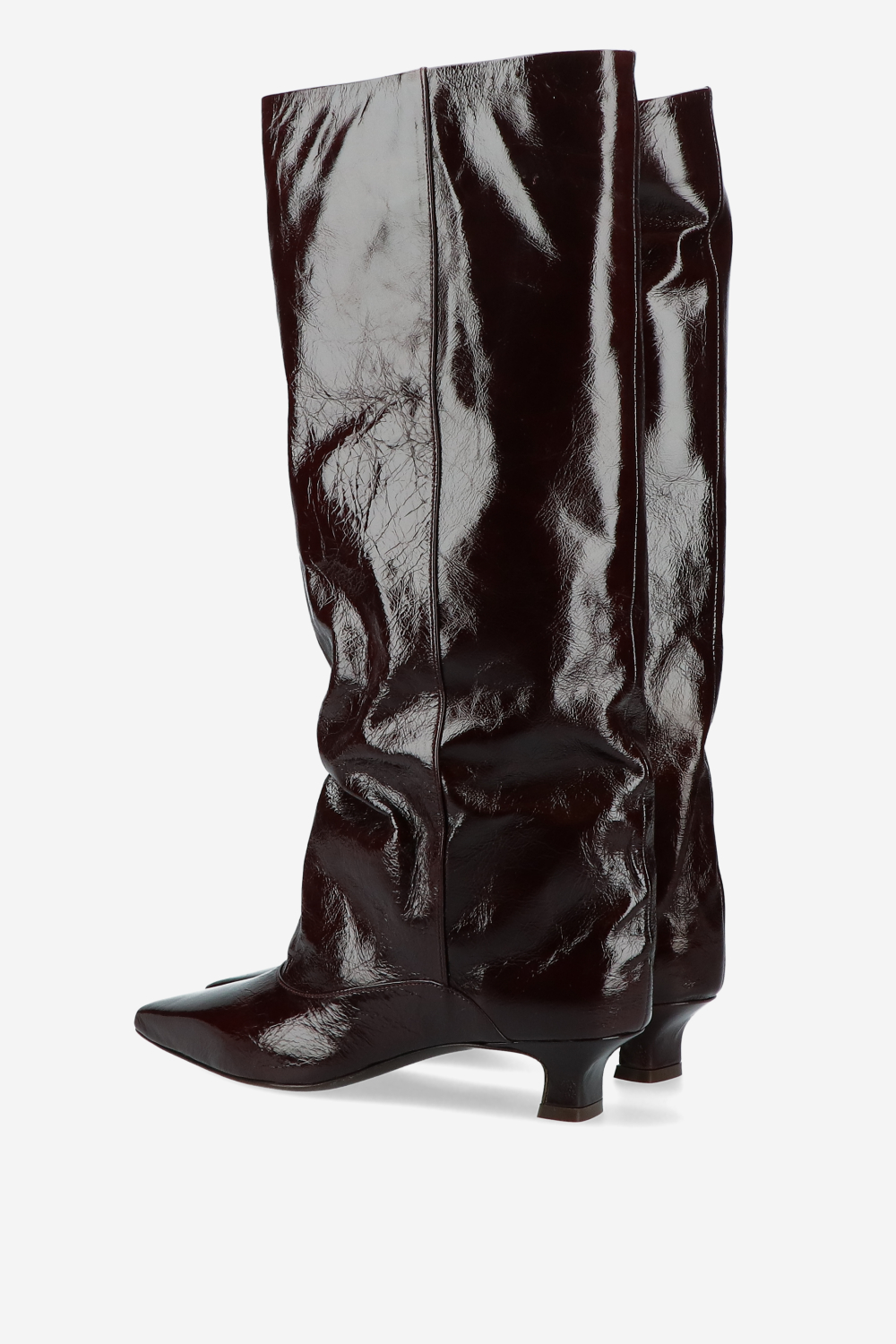 Slouchy crinkle leather boots