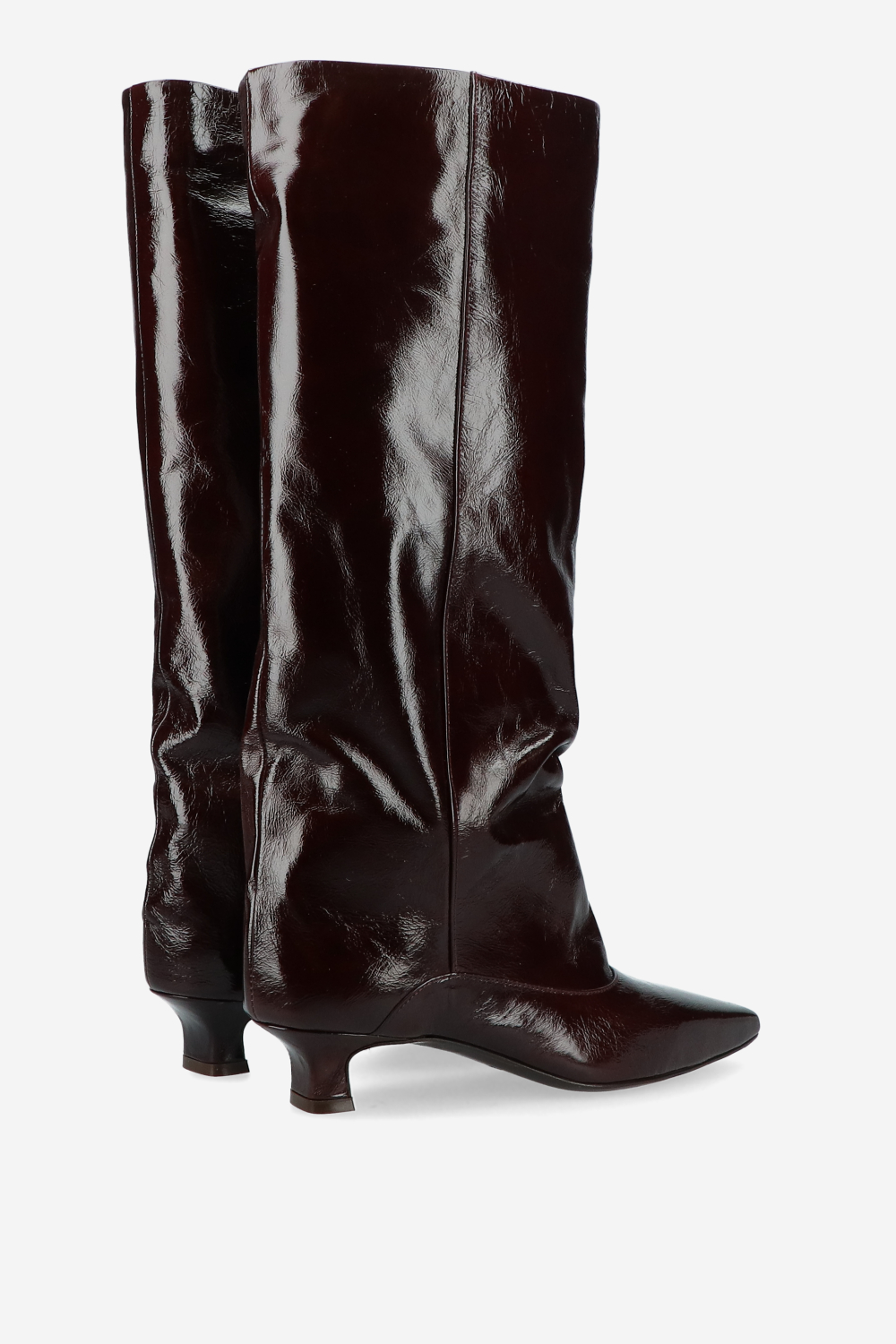 Slouchy crinkle leather boots