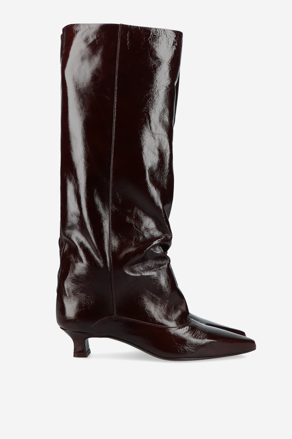 Slouchy crinkle leather boots