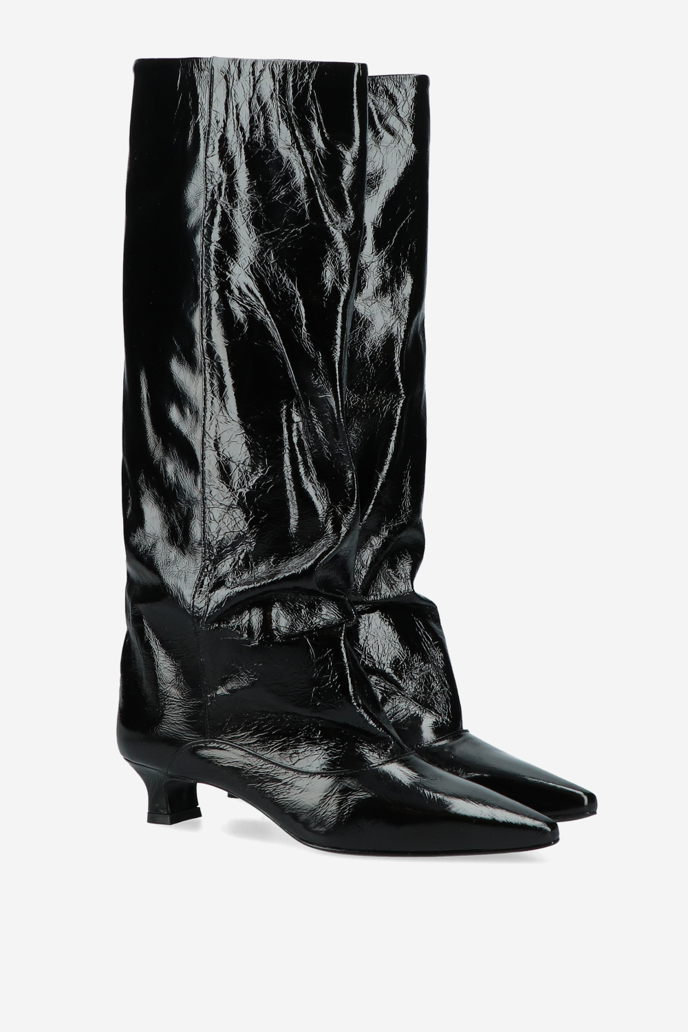 Slouchy crinkle leather boots