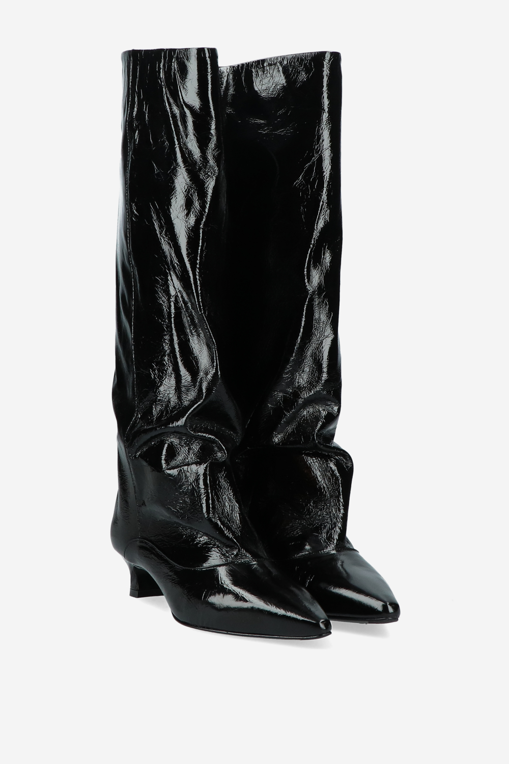 Slouchy crinkle leather boots