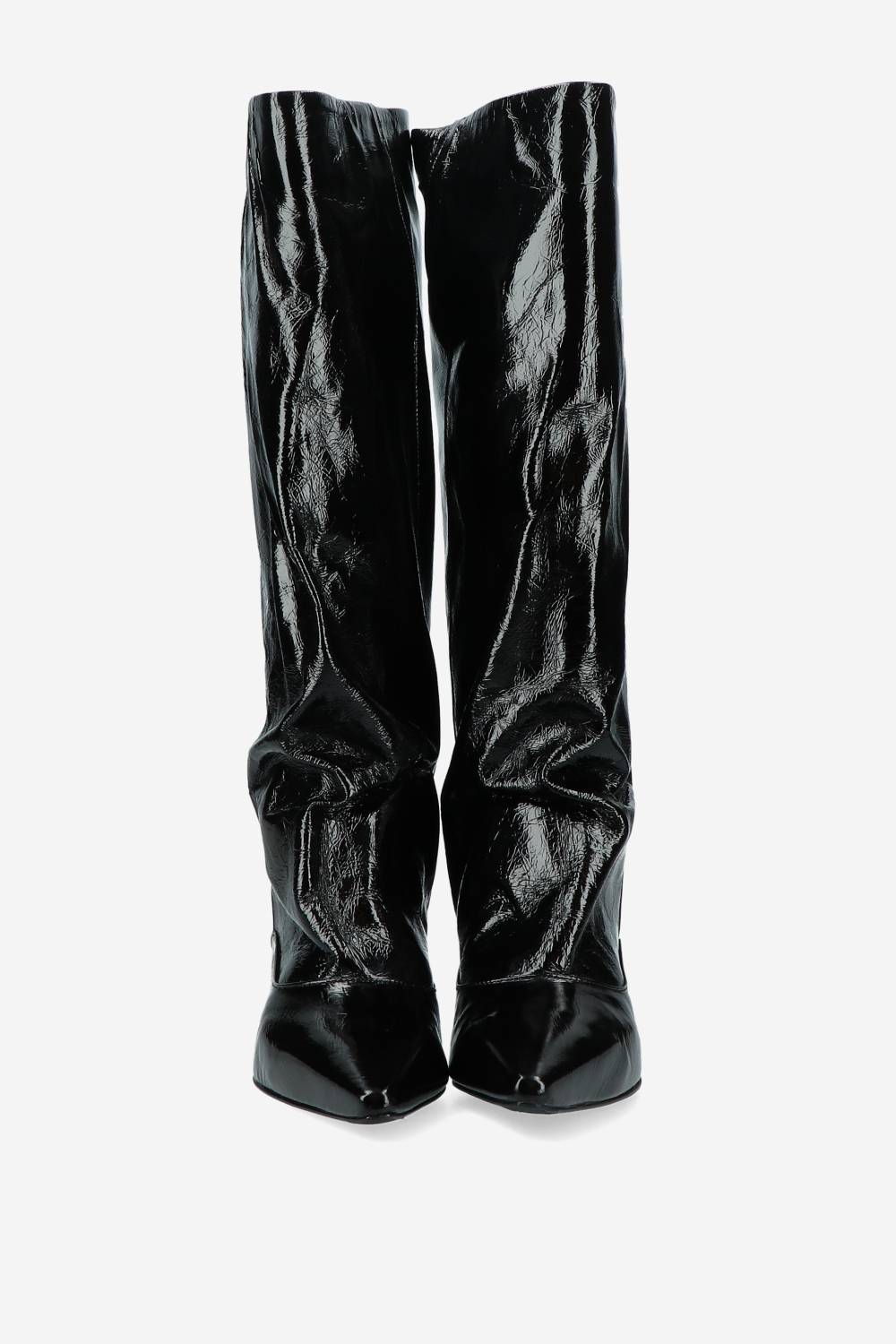Slouchy crinkle leather boots