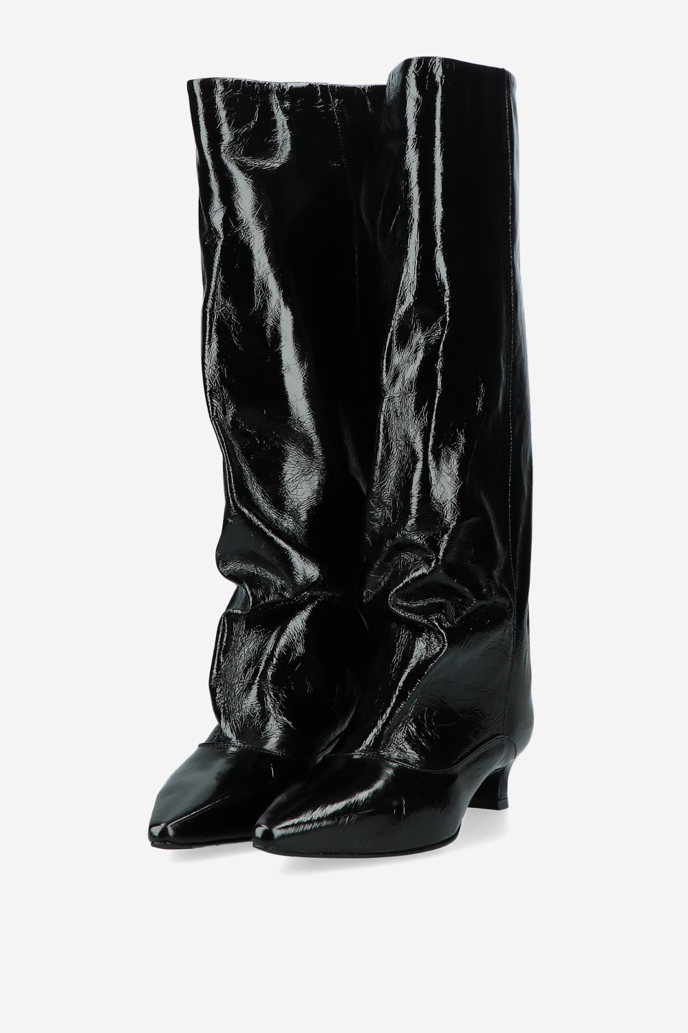 Slouchy crinkle leather boots