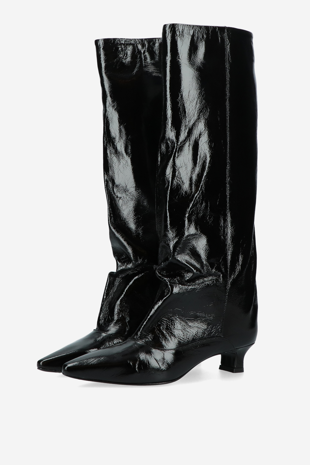 Slouchy crinkle leather boots