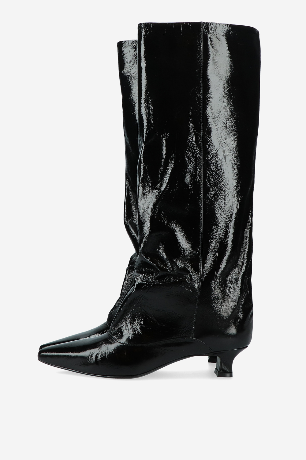 Slouchy crinkle leather boots