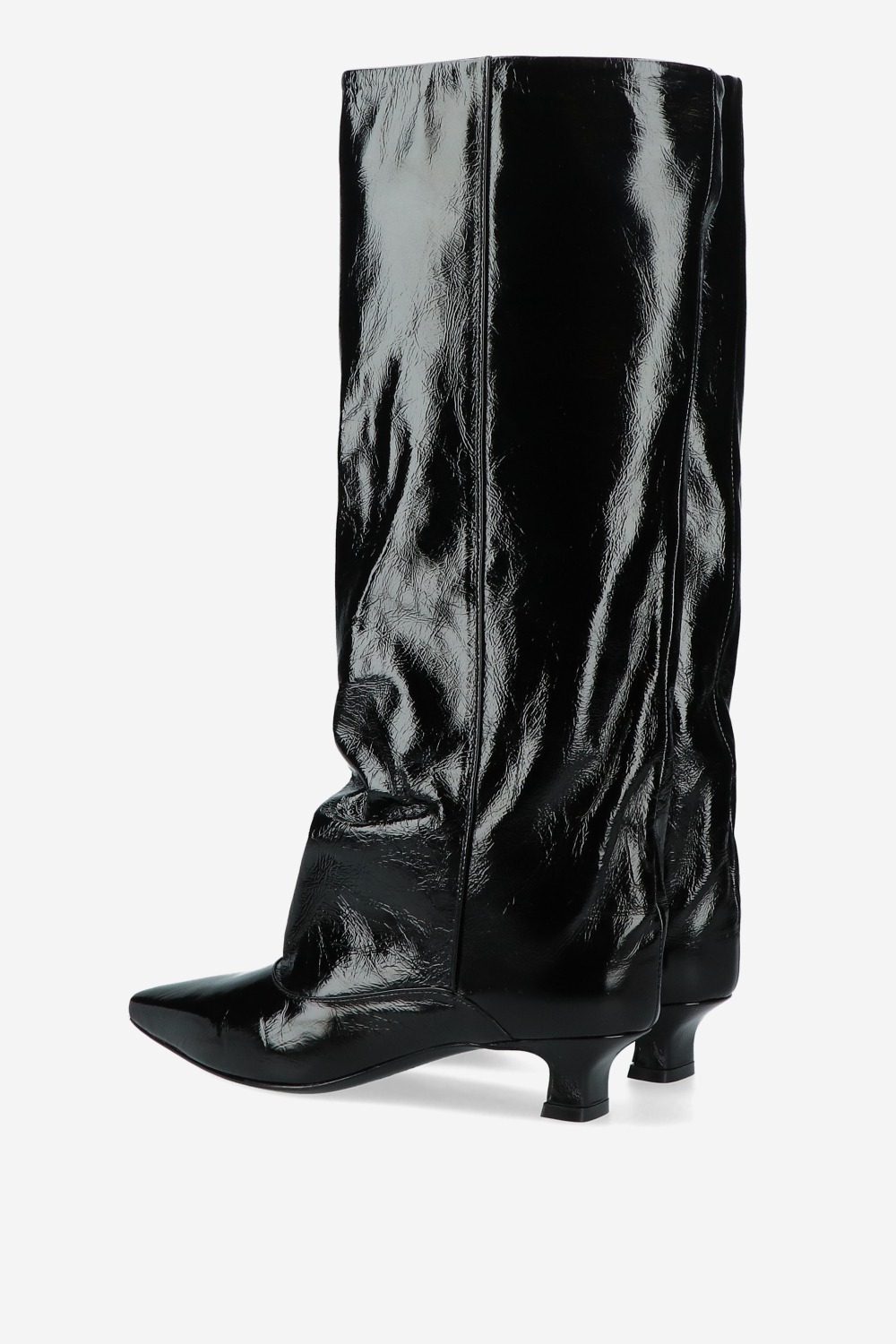 Slouchy crinkle leather boots