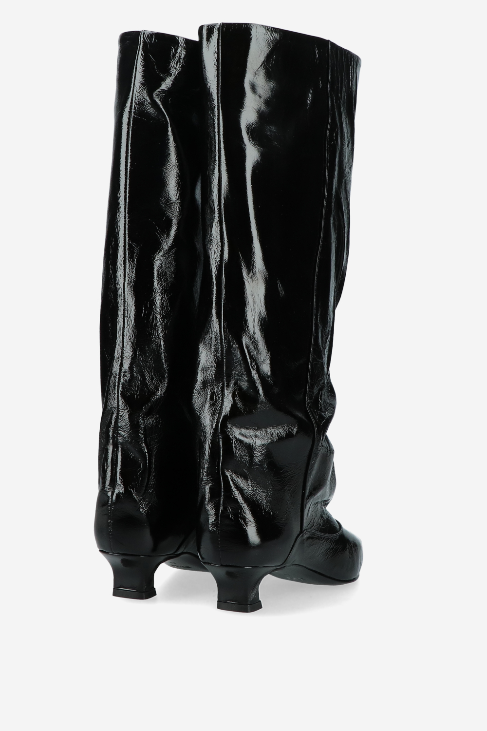 Slouchy crinkle leather boots