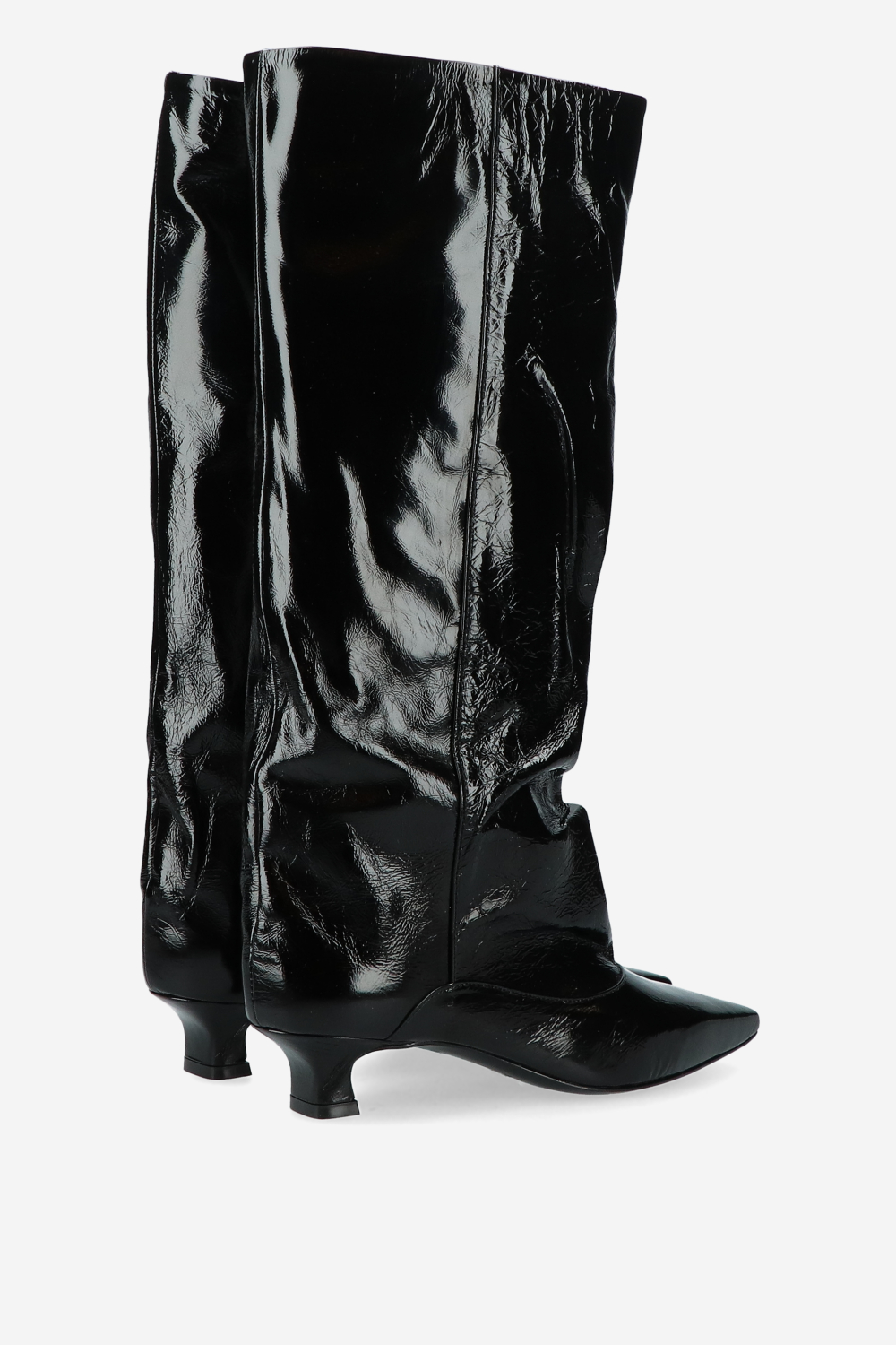 Slouchy crinkle leather boots