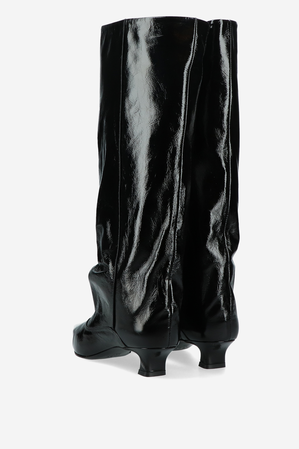 Slouchy crinkle leather boots