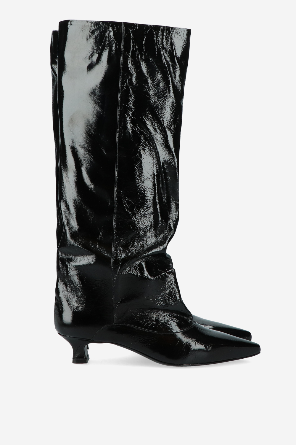 Slouchy crinkle leather boots