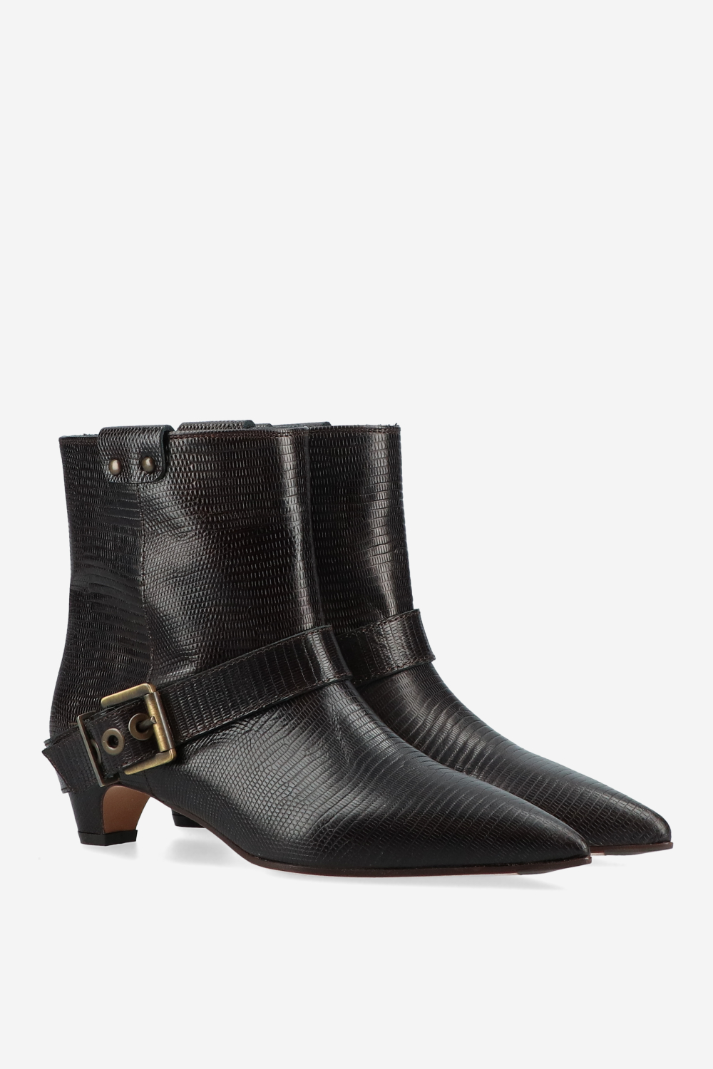 Croco buckled leather boots