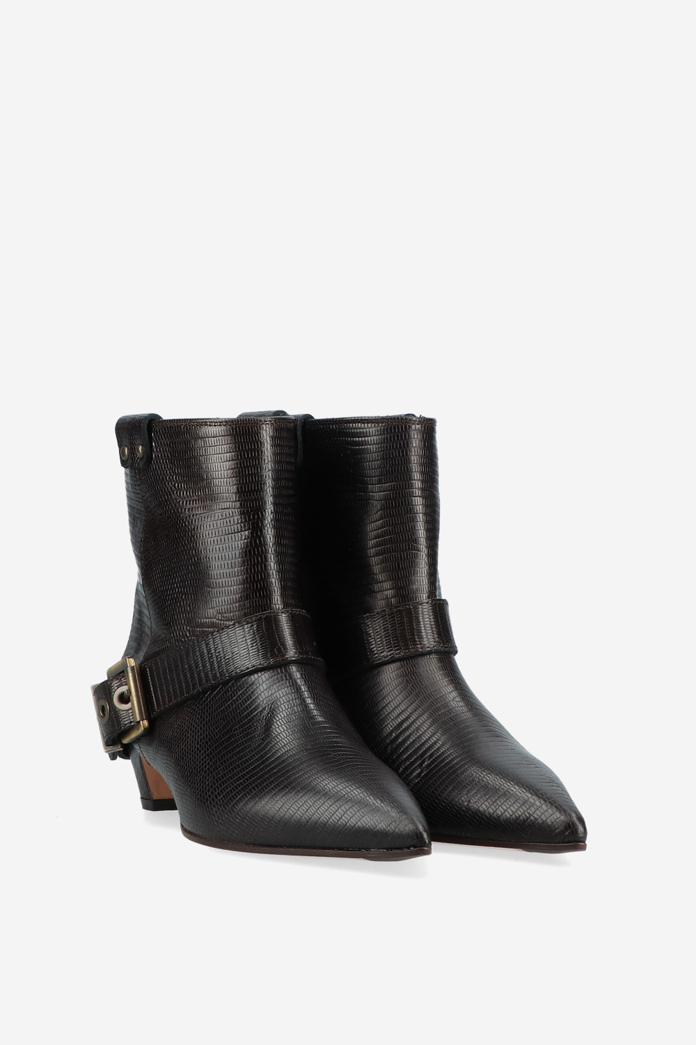 Croco buckled leather boots
