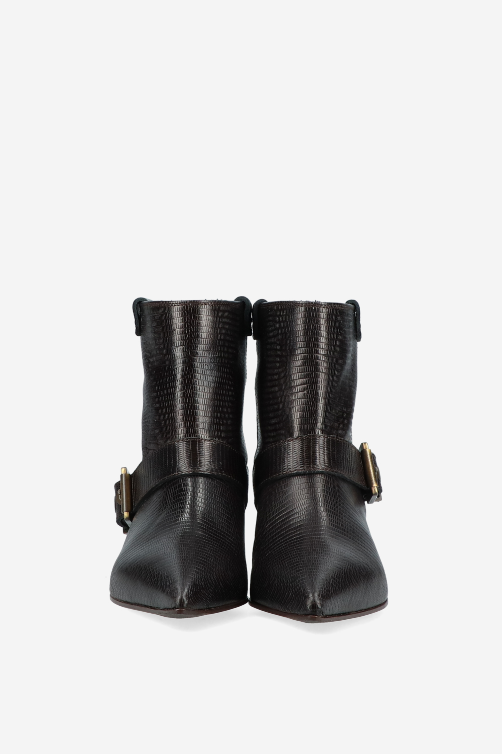 Croco buckled leather boots