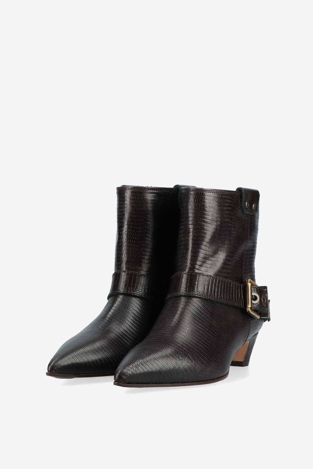 Croco buckled leather boots
