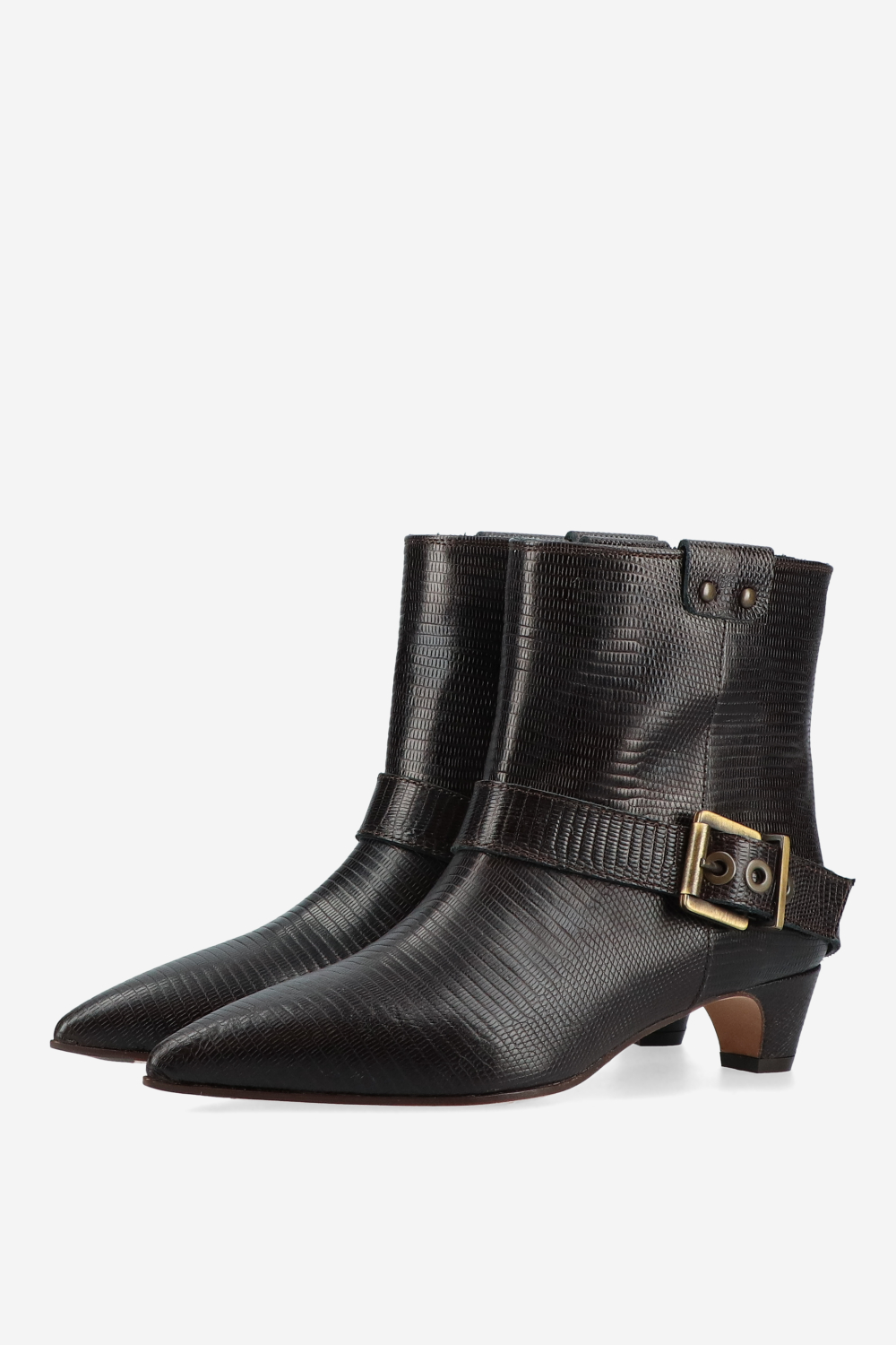 Croco buckled leather boots