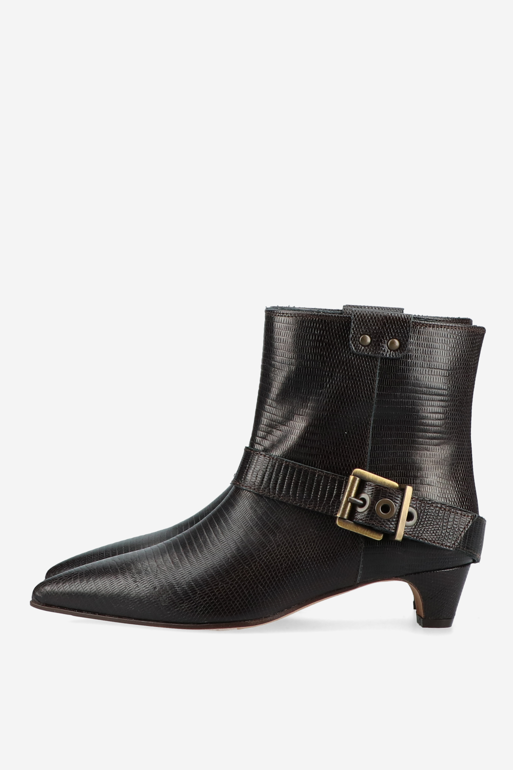 Croco buckled leather boots