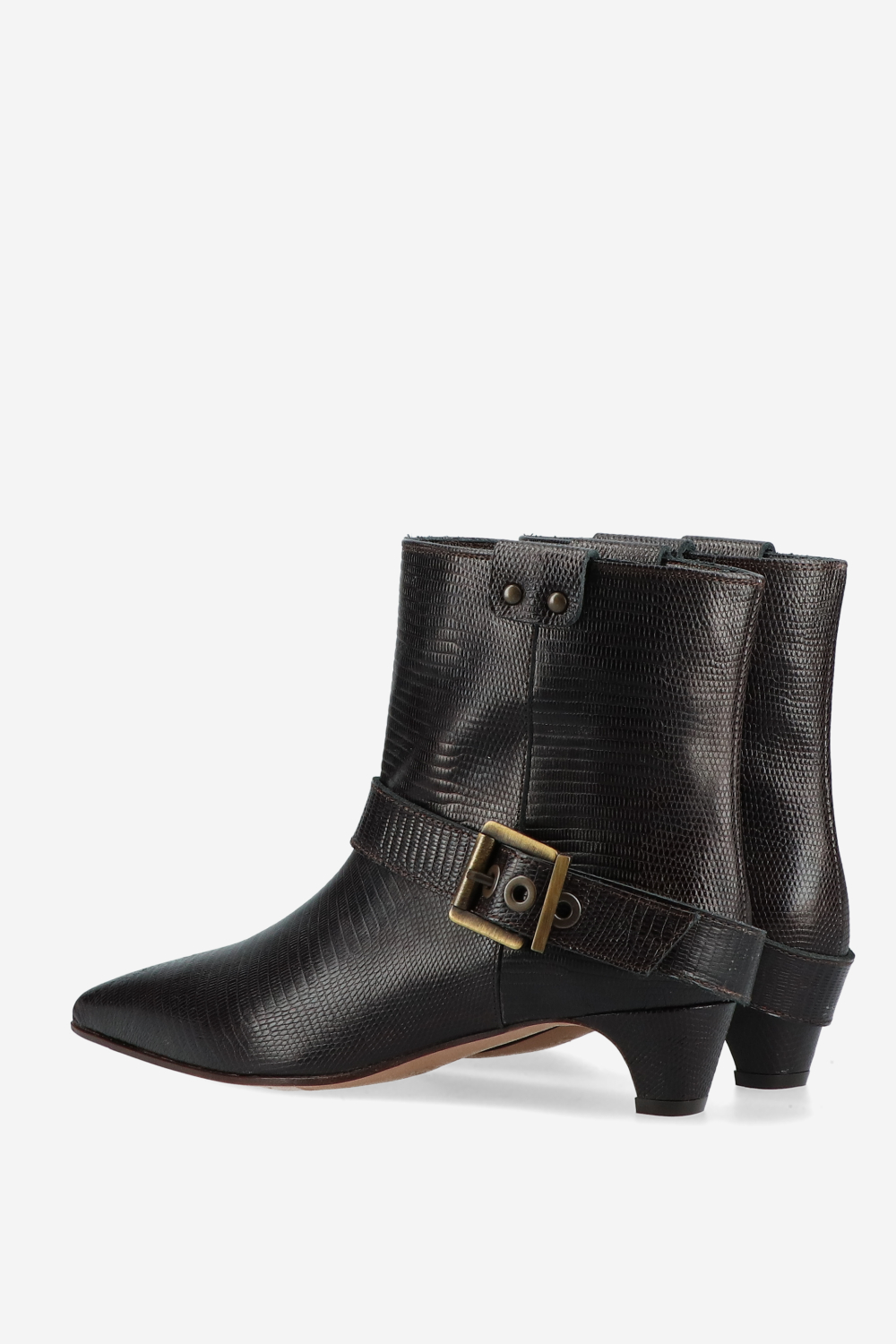 Croco buckled leather boots
