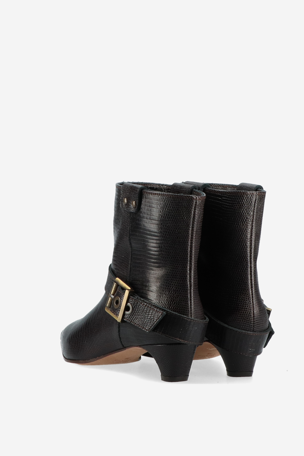 Croco buckled leather boots