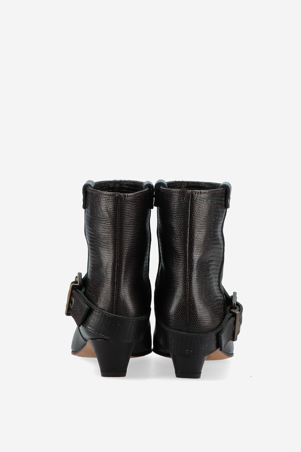 Croco buckled leather boots