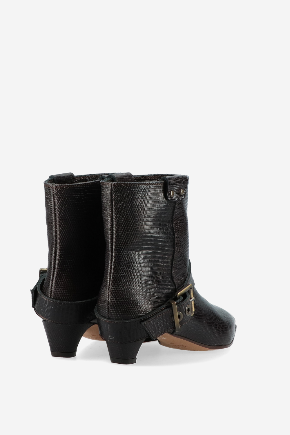 Croco buckled leather boots