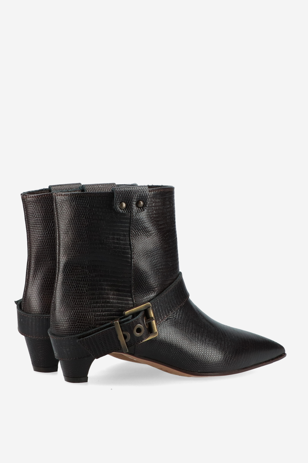 Croco buckled leather boots