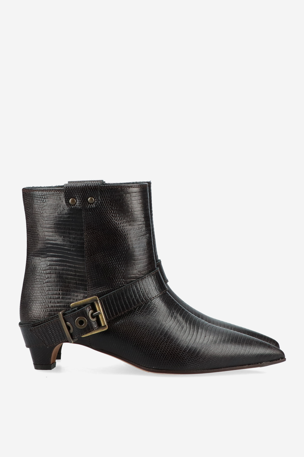 Croco buckled leather boots