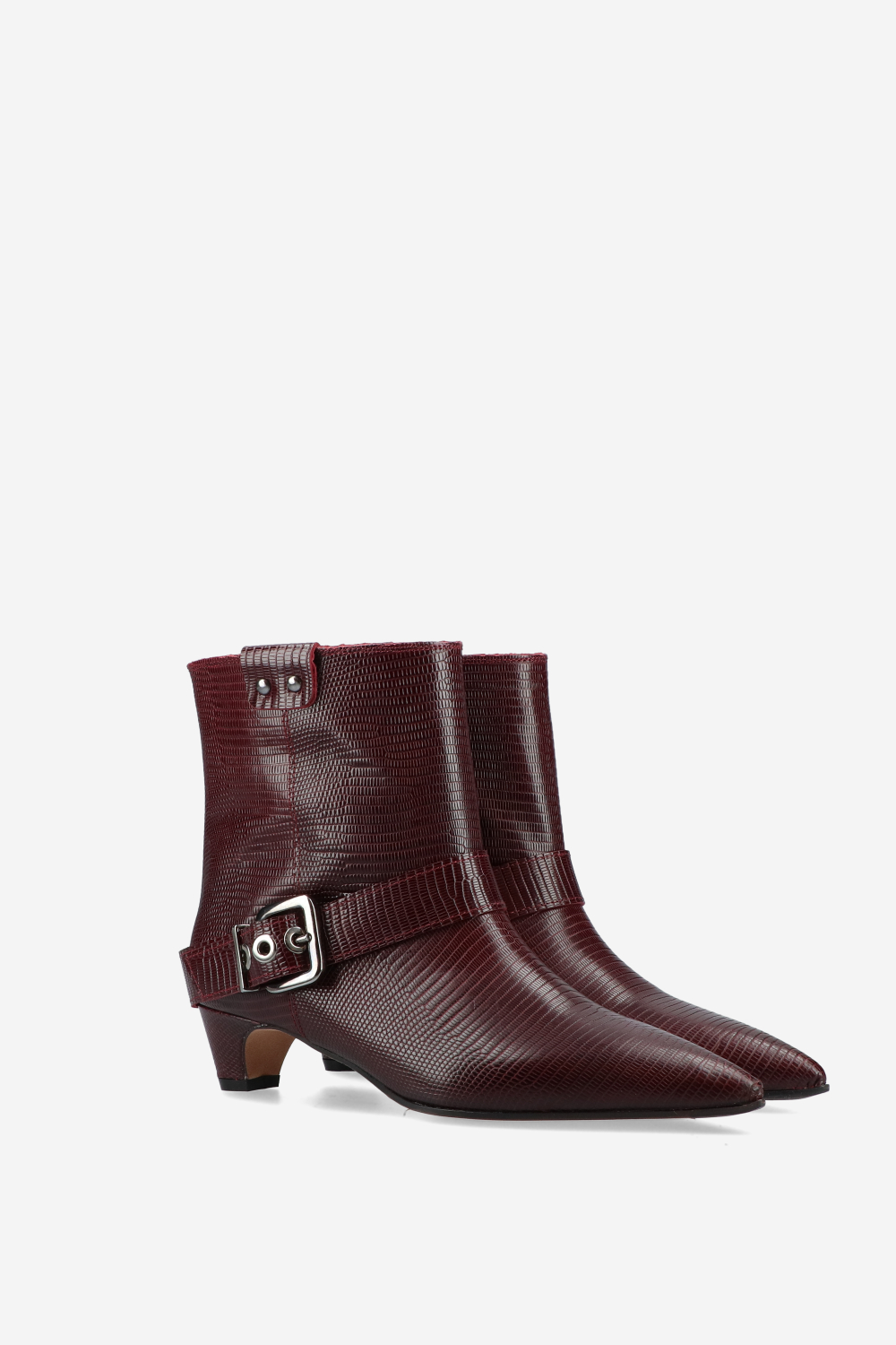 Croco buckled leather boots