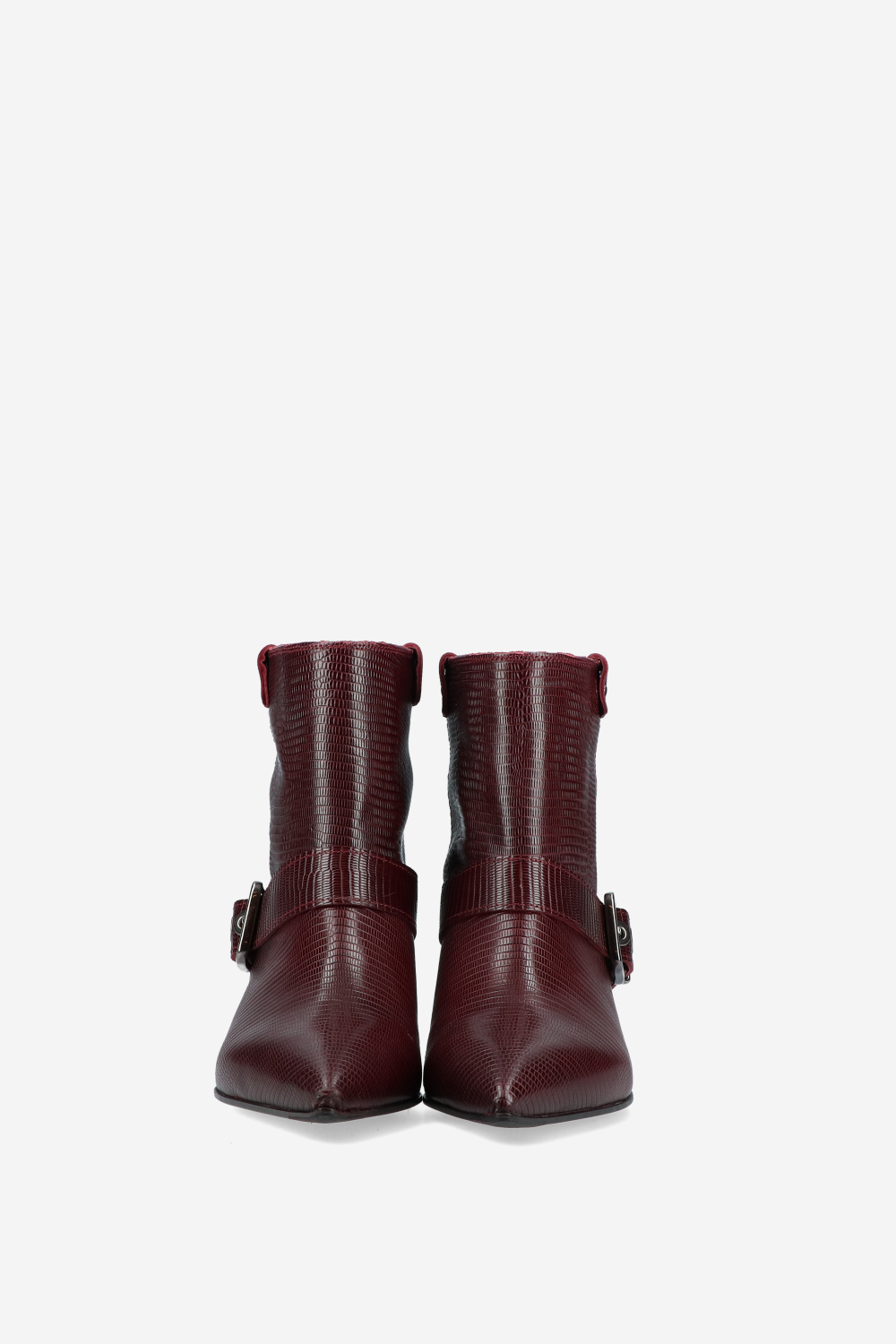 Croco buckled leather boots