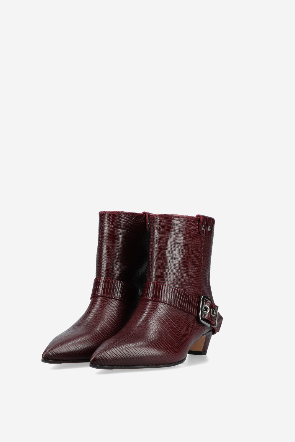 Croco buckled leather boots