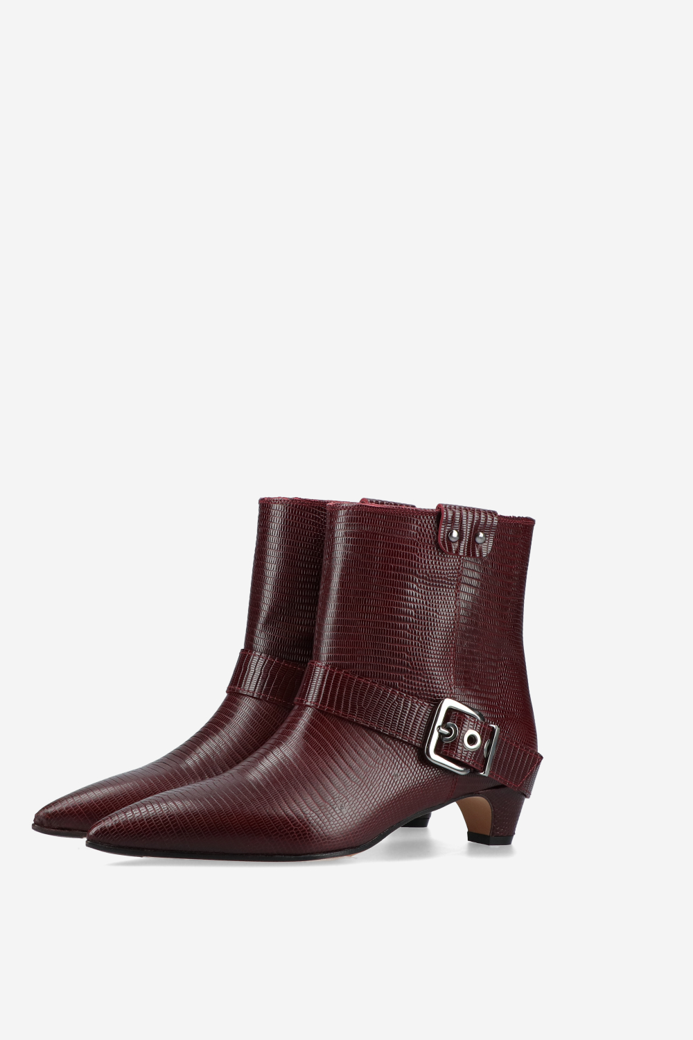 Croco buckled leather boots