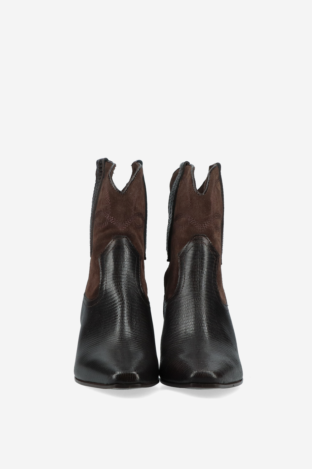 Embroidered leather/suede boots