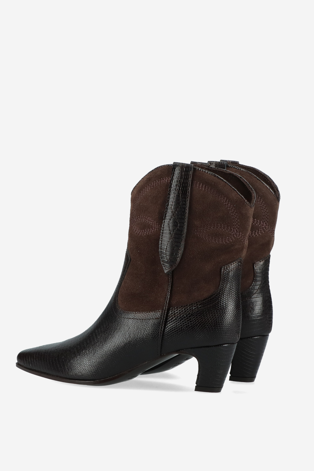 Embroidered leather/suede boots