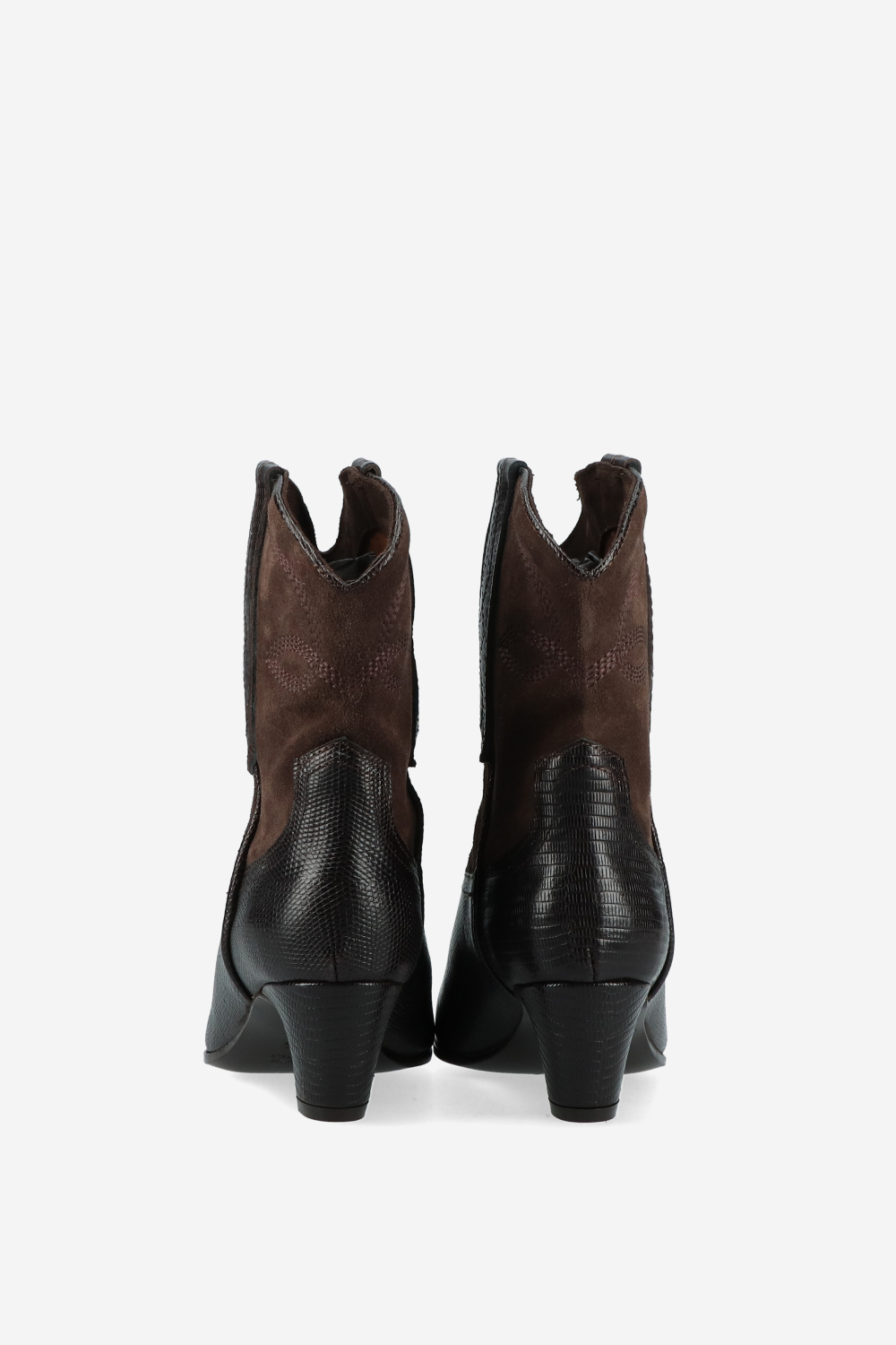 Embroidered leather/suede boots