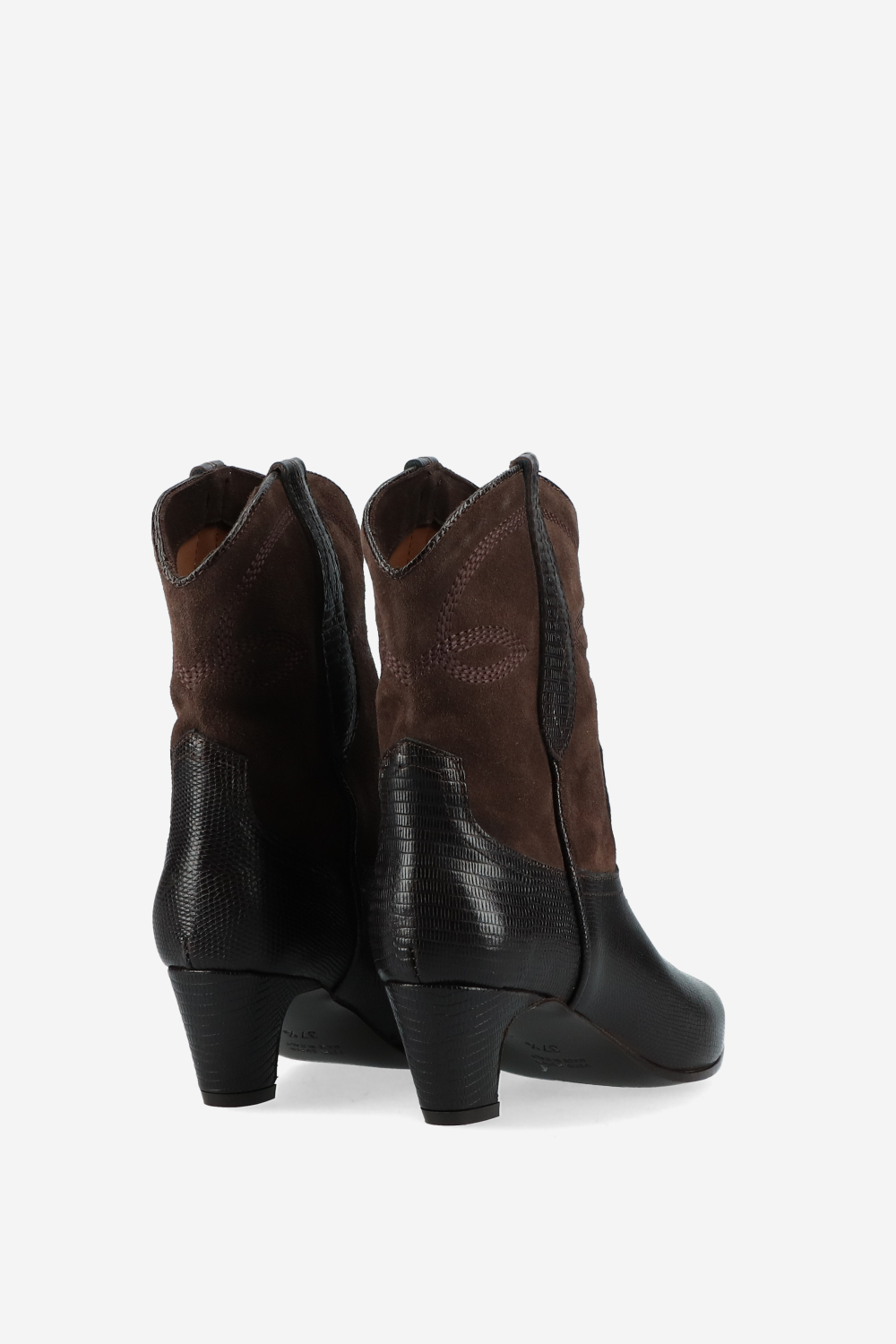 Embroidered leather/suede boots