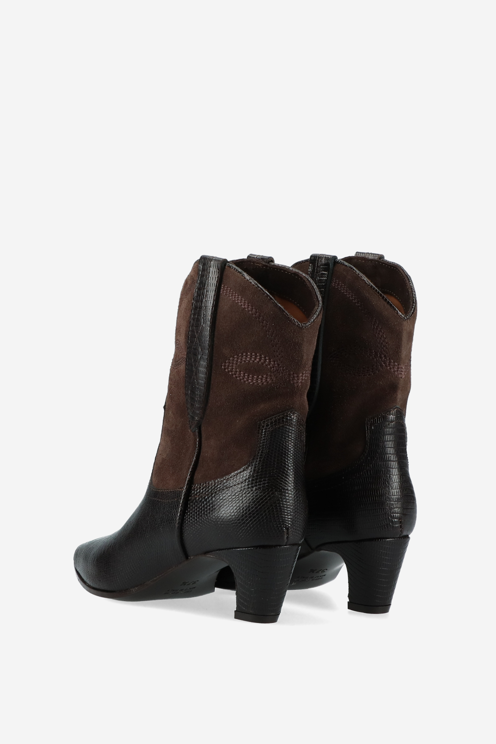 Embroidered leather/suede boots