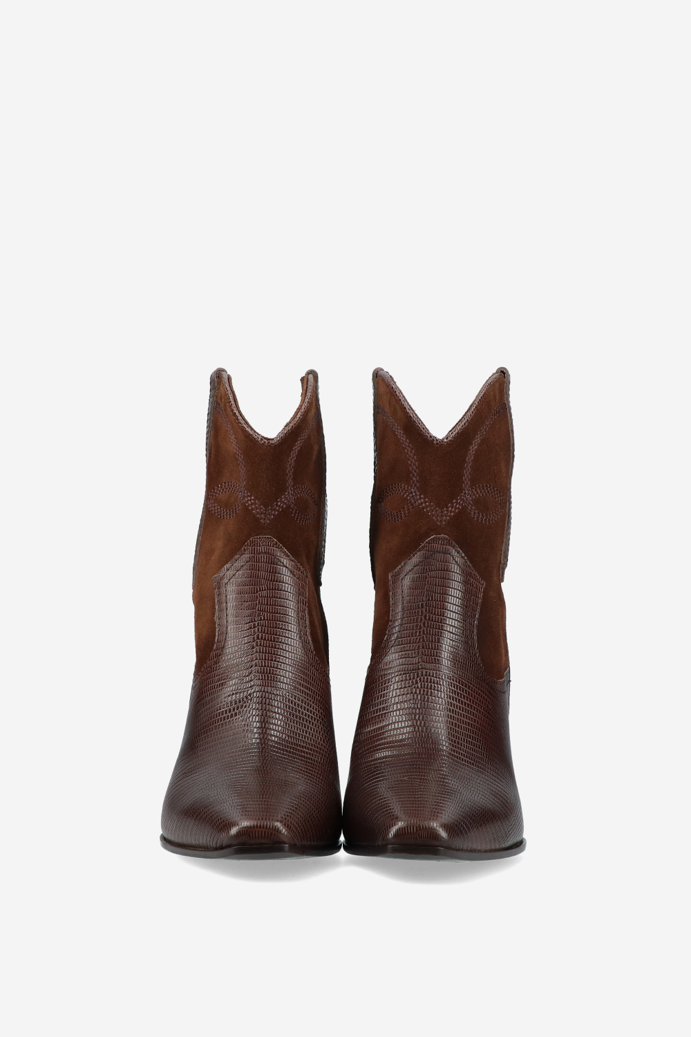 Embroidered leather/suede boots