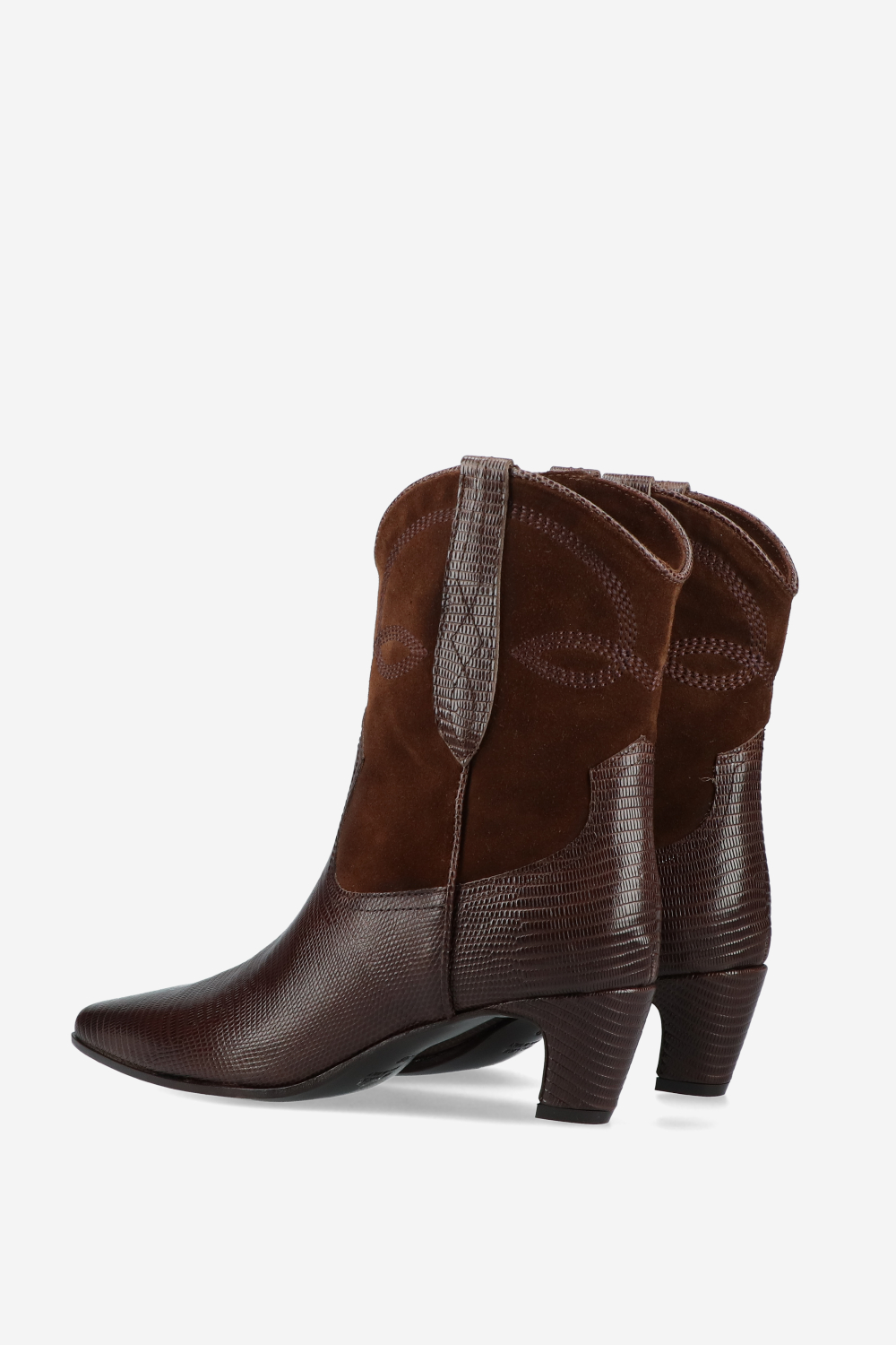 Embroidered leather/suede boots