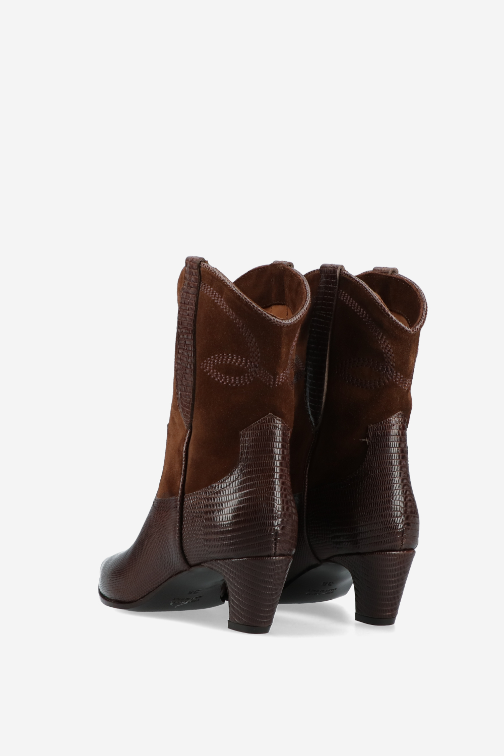 Embroidered leather/suede boots