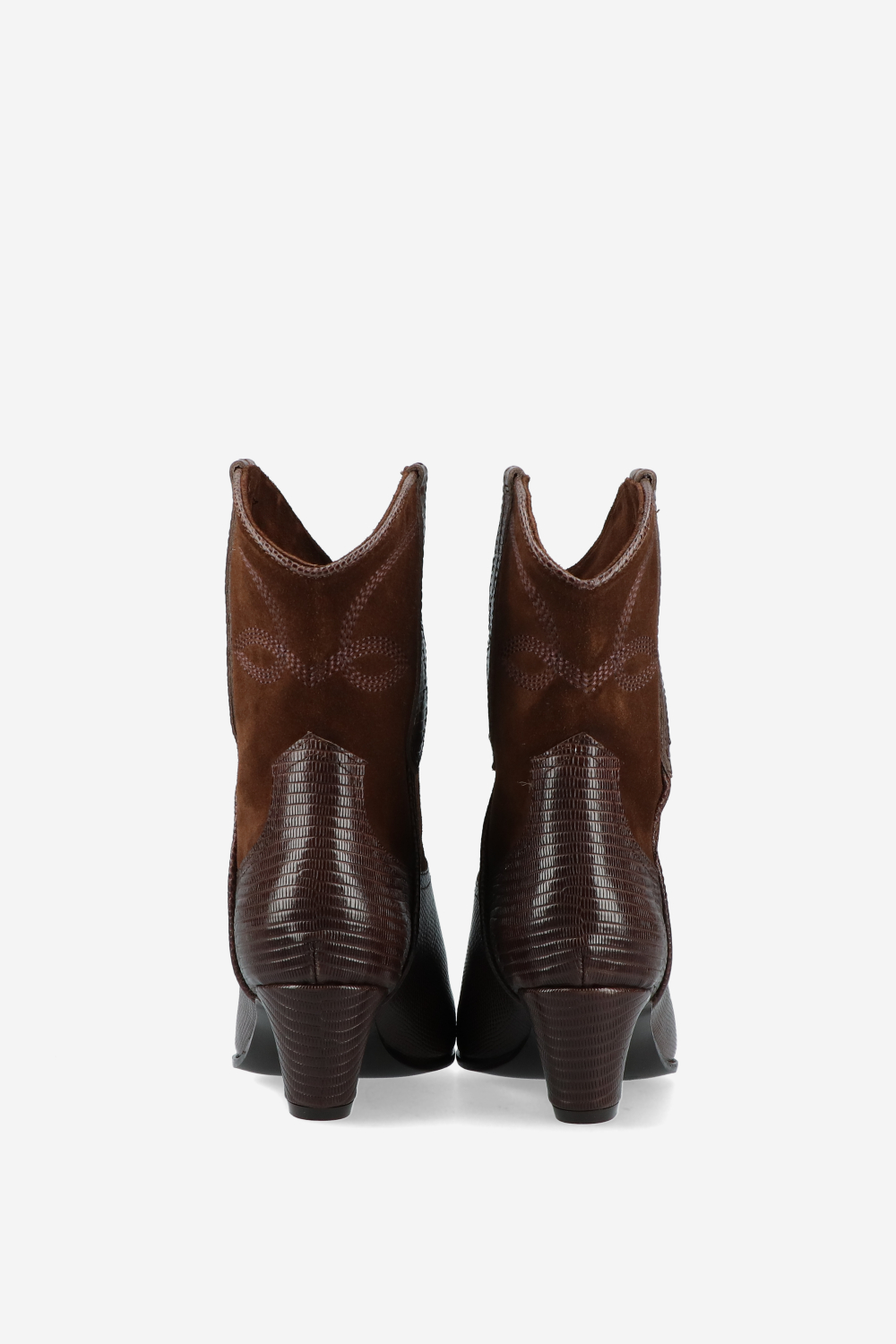 Embroidered leather/suede boots