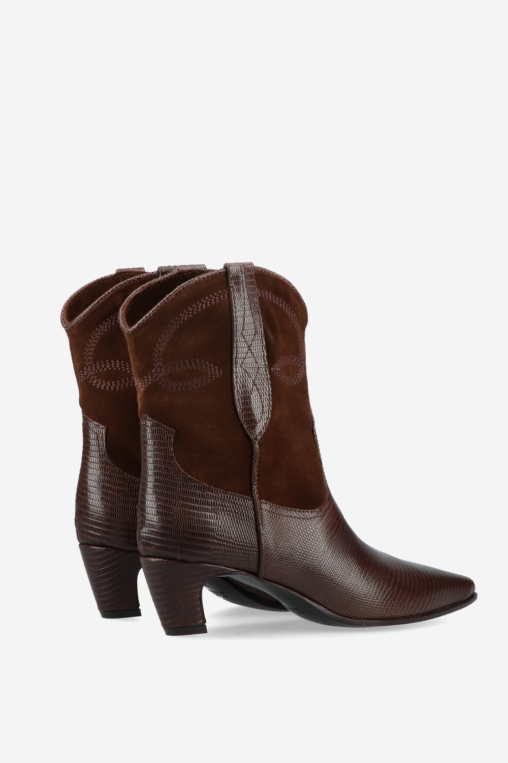 Embroidered leather/suede boots