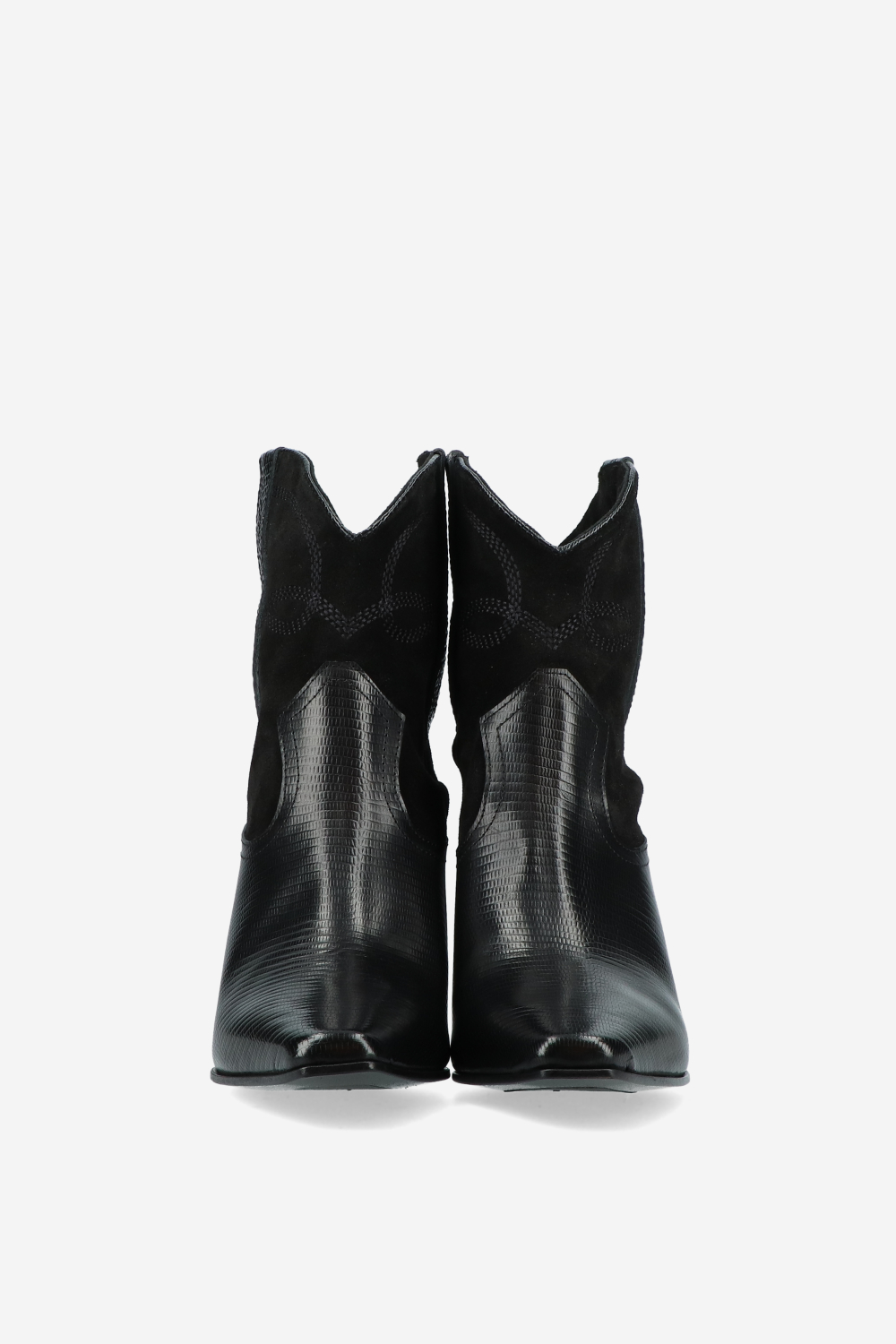 Embroidered leather/suede boots