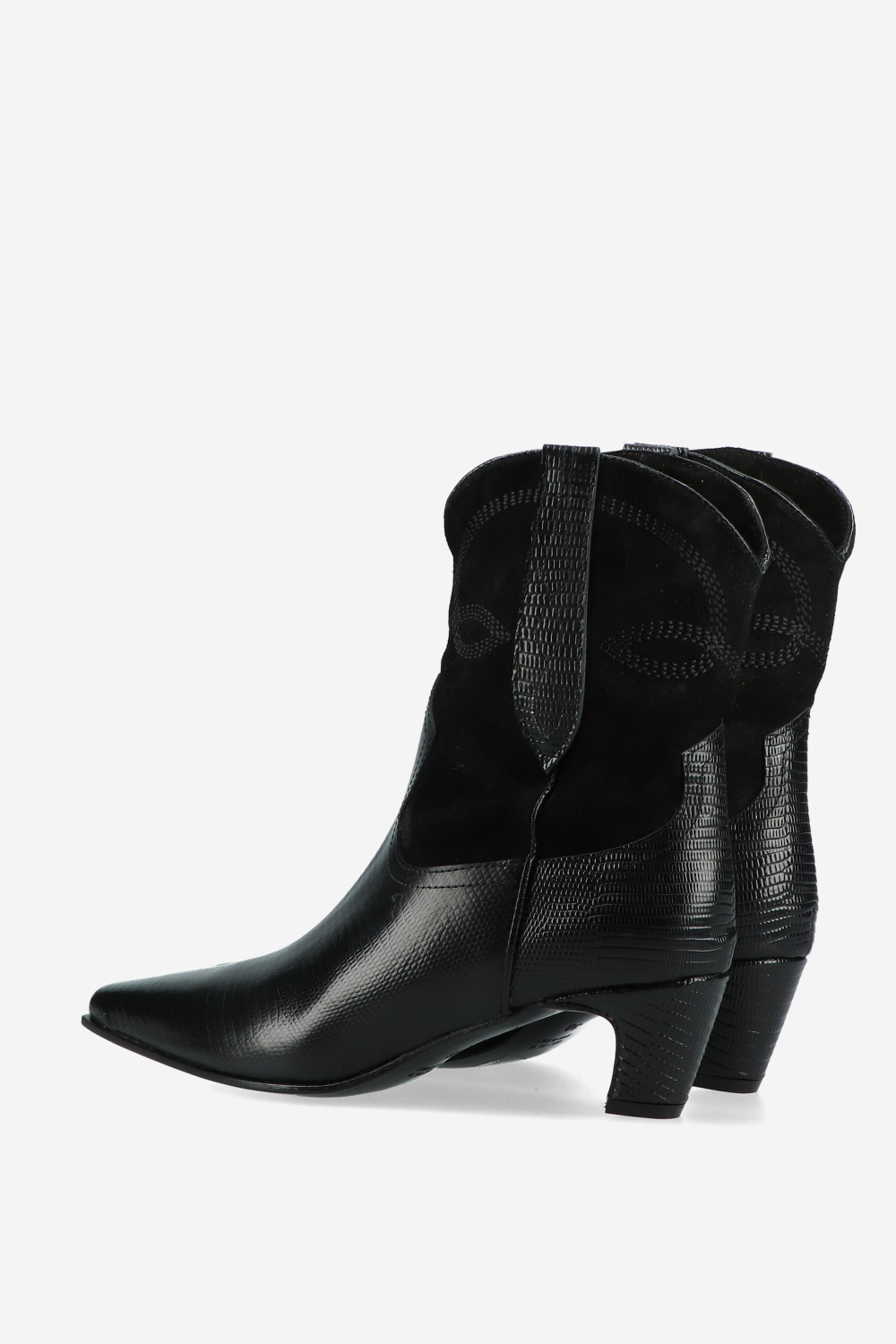 Embroidered leather/suede boots