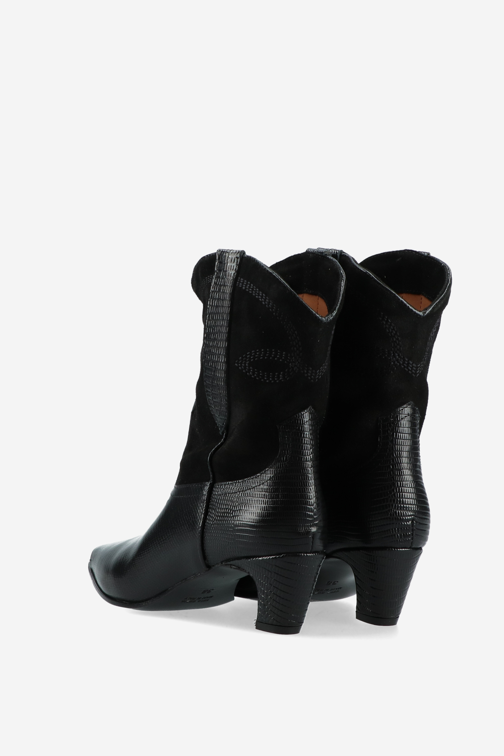 Embroidered leather/suede boots