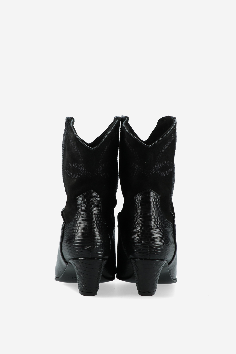 Embroidered leather/suede boots