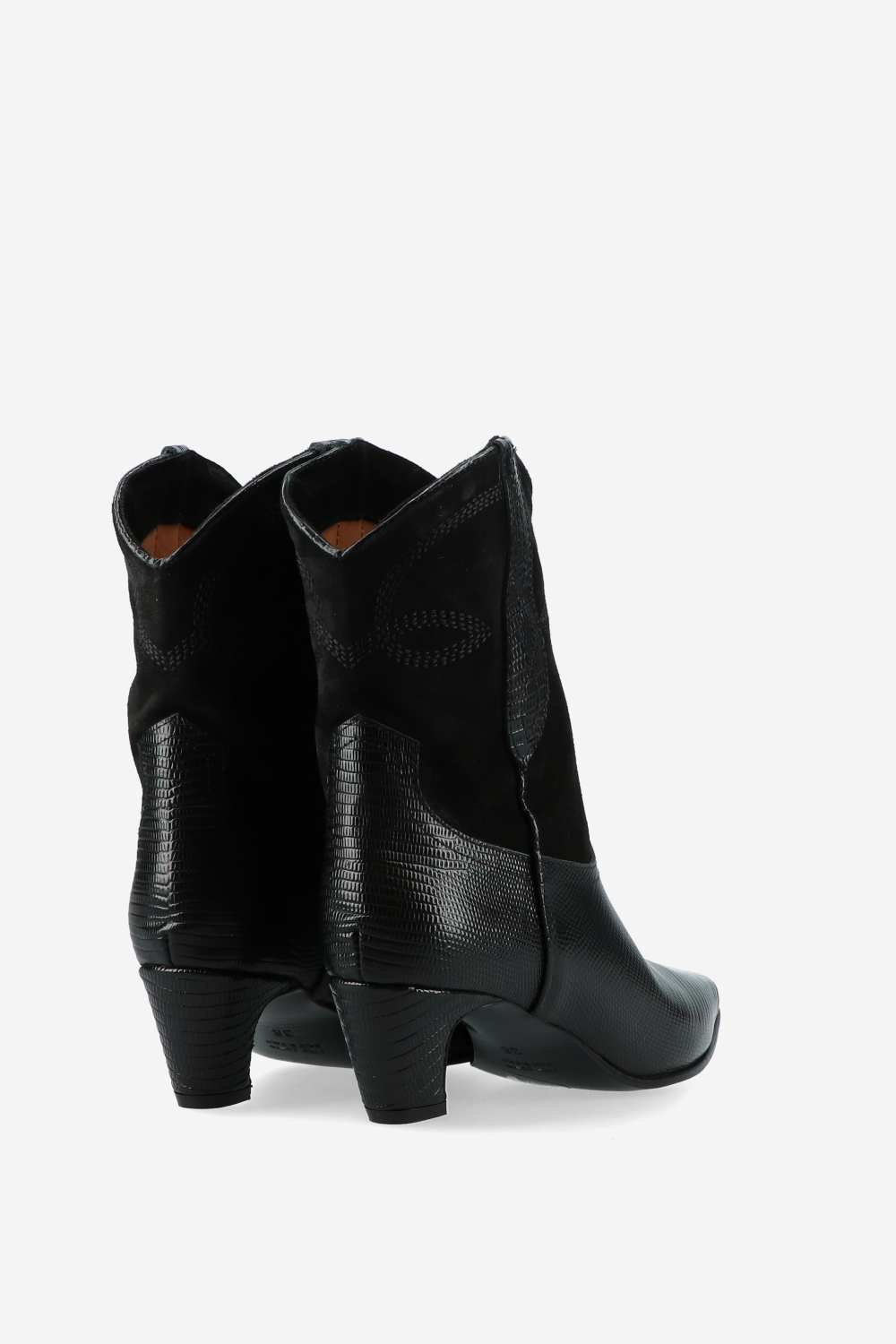 Embroidered leather/suede boots