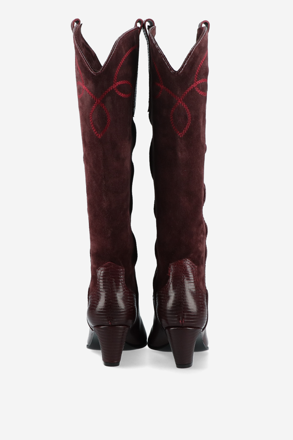 Embroidered leather/suede boots