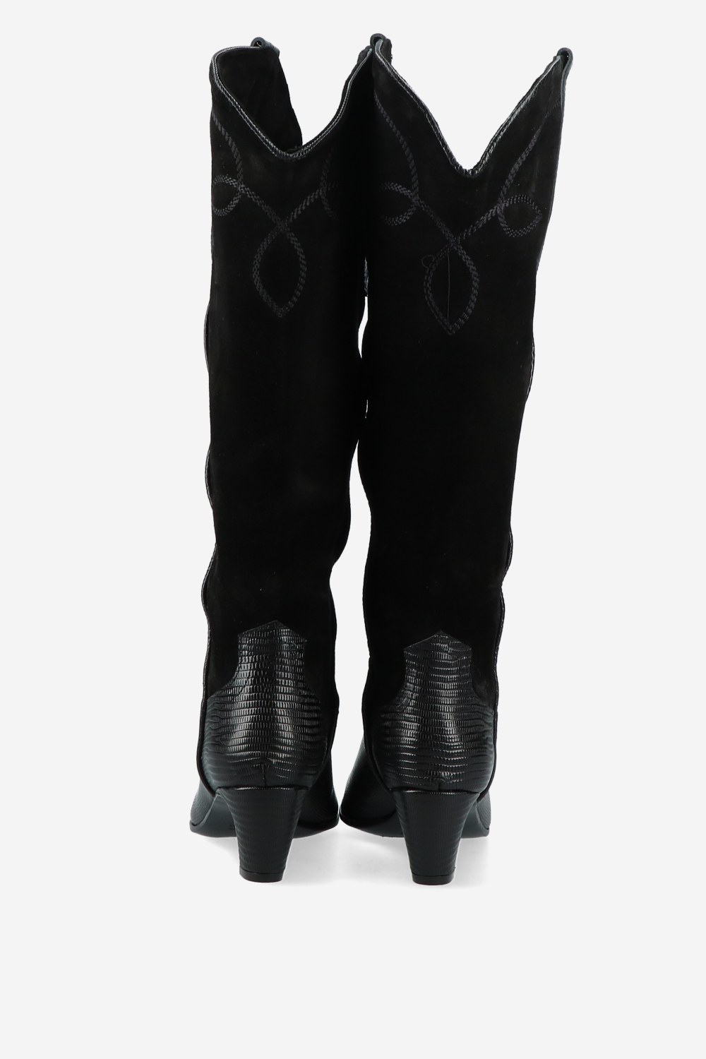 Embroidered suede/leather boots