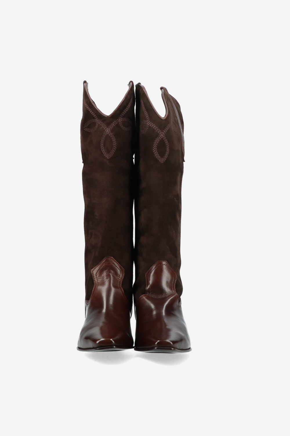 Embroidered leather/suede boots